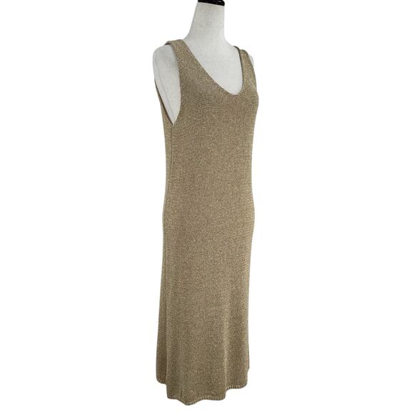 Yunika NWT Gold Knit Dress Midi S/M Swim Cover Up Vacation Resort Party Italy - Picture 6 of 14